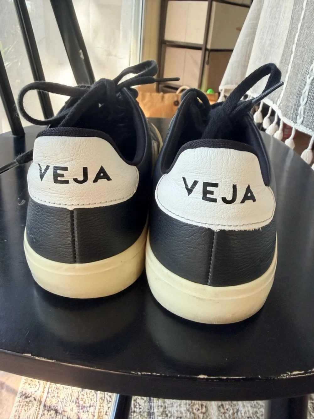 Veja Women’s V-10 Leather Sneaker in Black/White
